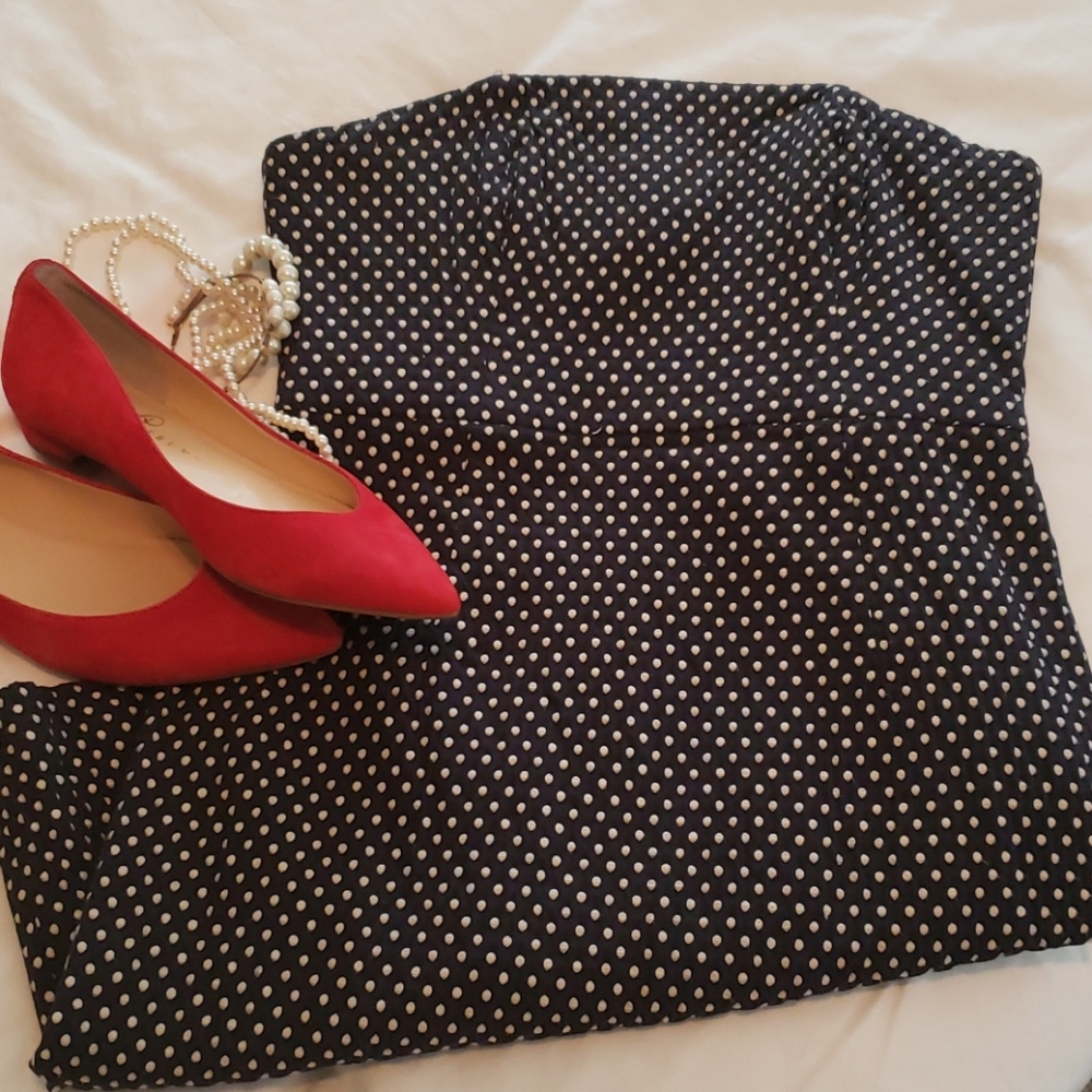 Strapless Navy Polka Dot Sundress